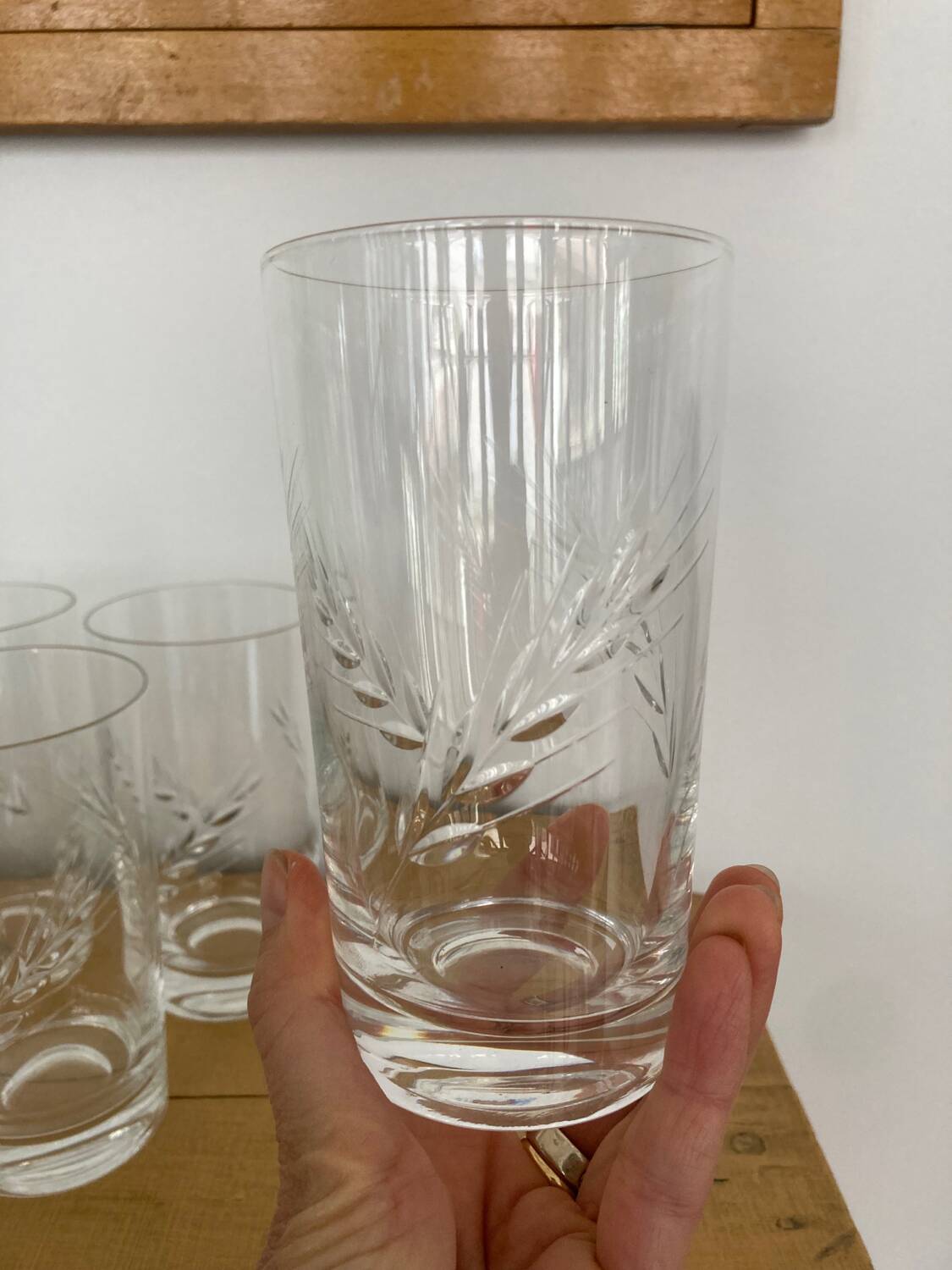 Set of 10 cut crystal orangeade glasses