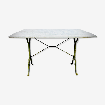 Table bistrot ancienne avec marbre grande taille 6 couverts