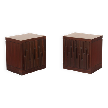 Luciano Frigerio Mid-Century Gaetano Padouk Wood Nightstands for Frigerio