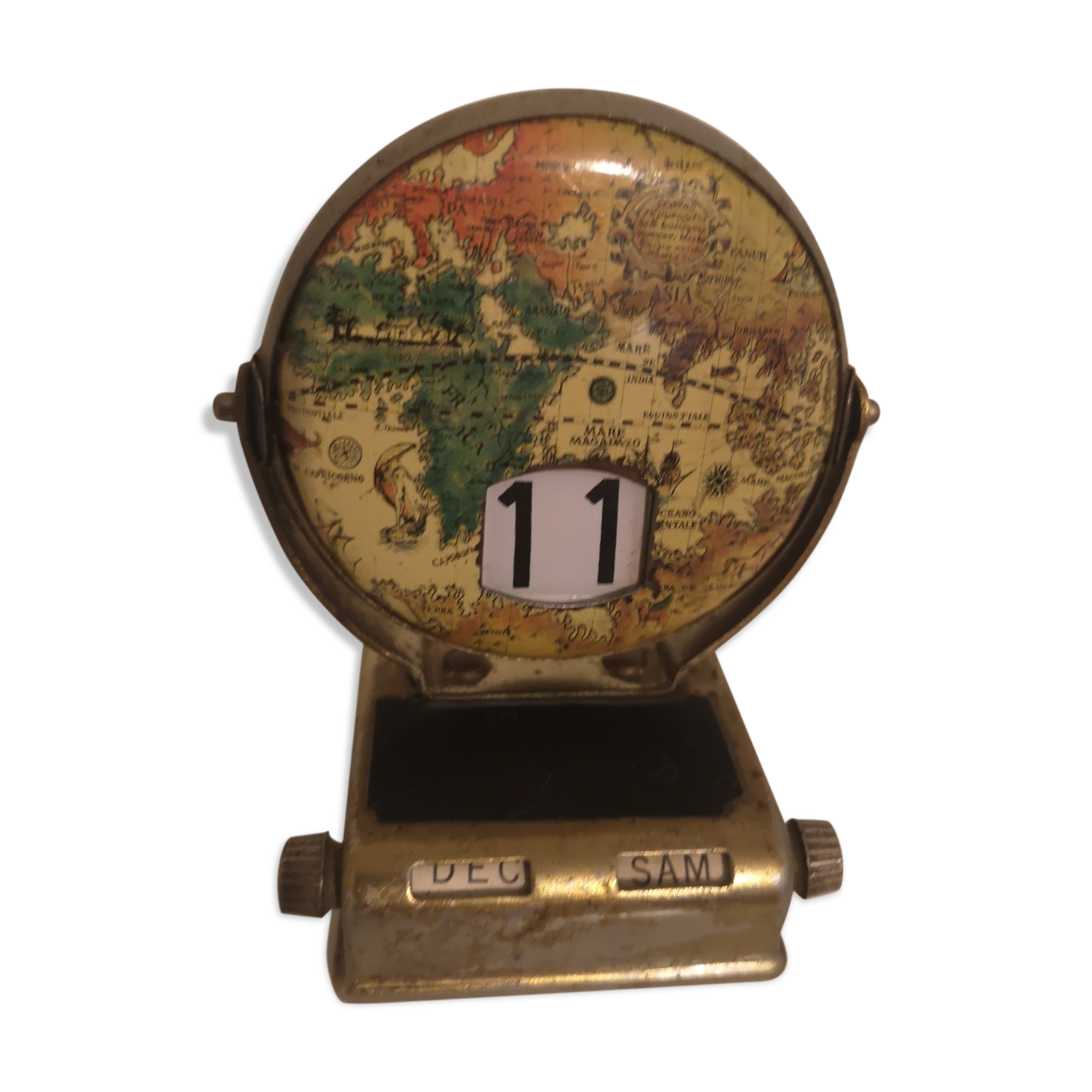 Calendrier perpétuel globe terrestre vintage