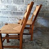 6 chaises en noyer et paillées