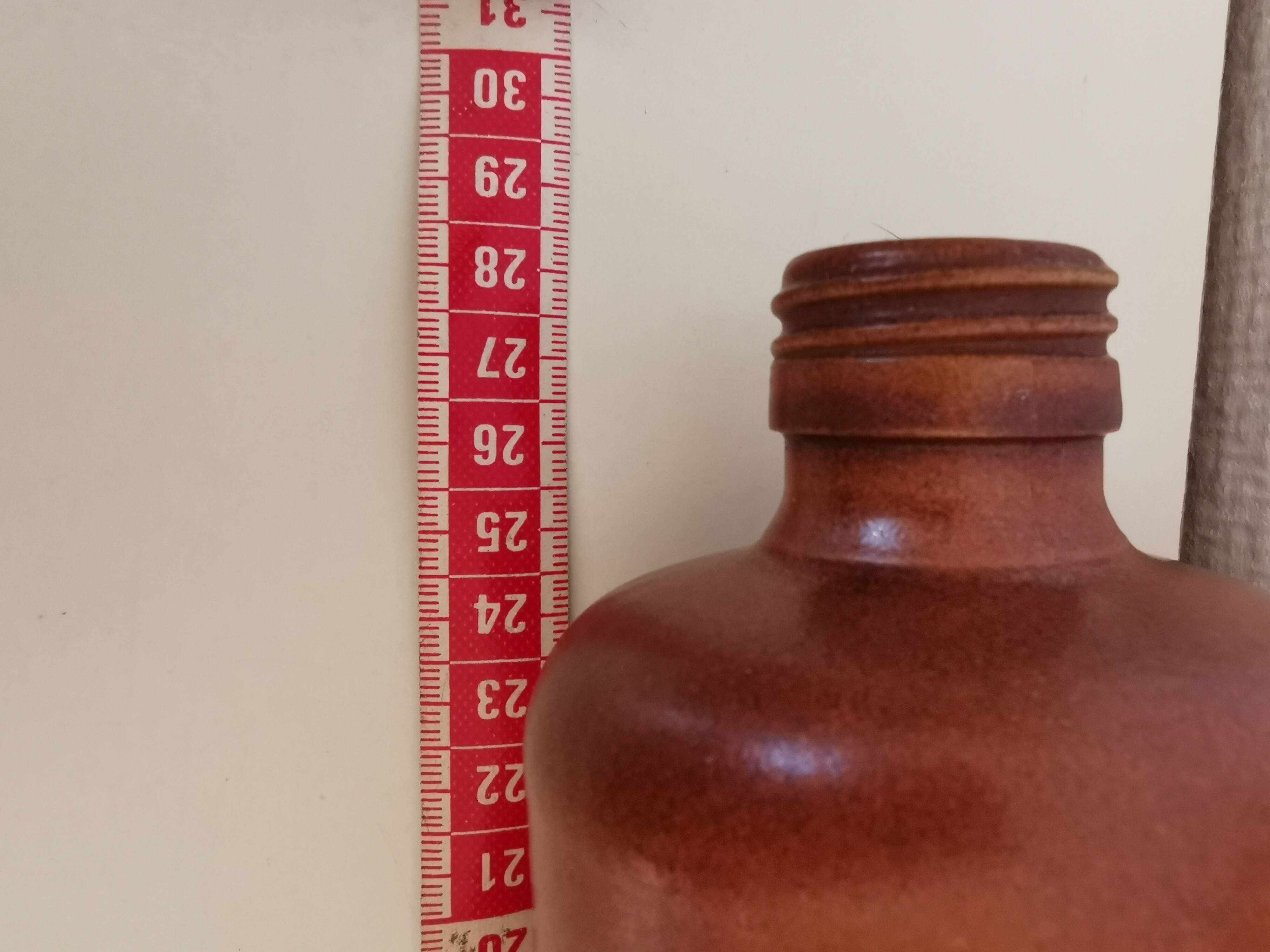 bottle, vase, soliflore in brown glazed stoneware