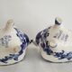 Pair of bird candlesticks in blue white, Skyros earthenware