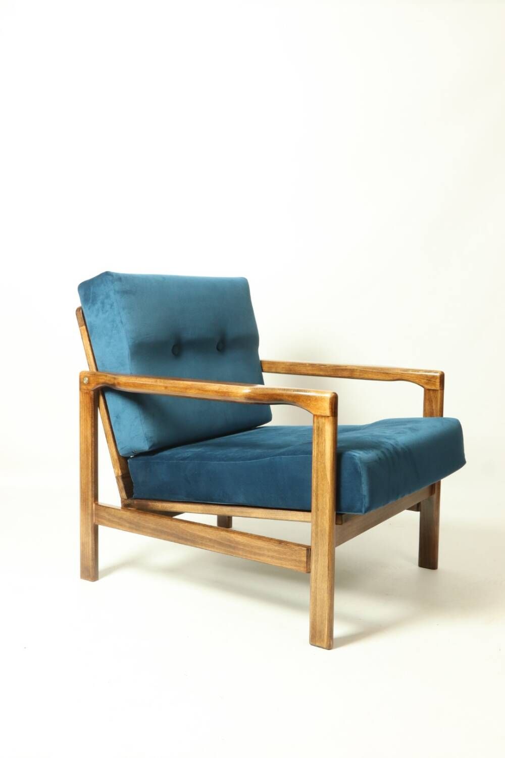 Fauteuil scandinave bleu marine velvet 1965  Z. Baczyk design chaise de salon