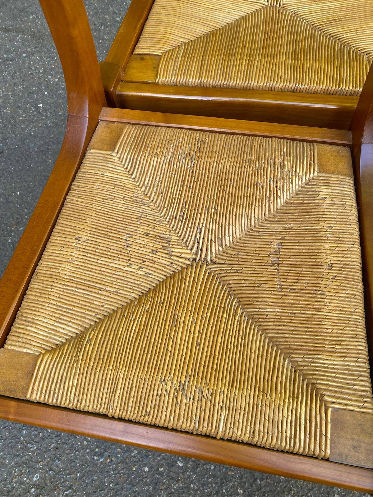 4 chaises de salle à manger en bois massif paillées 80s