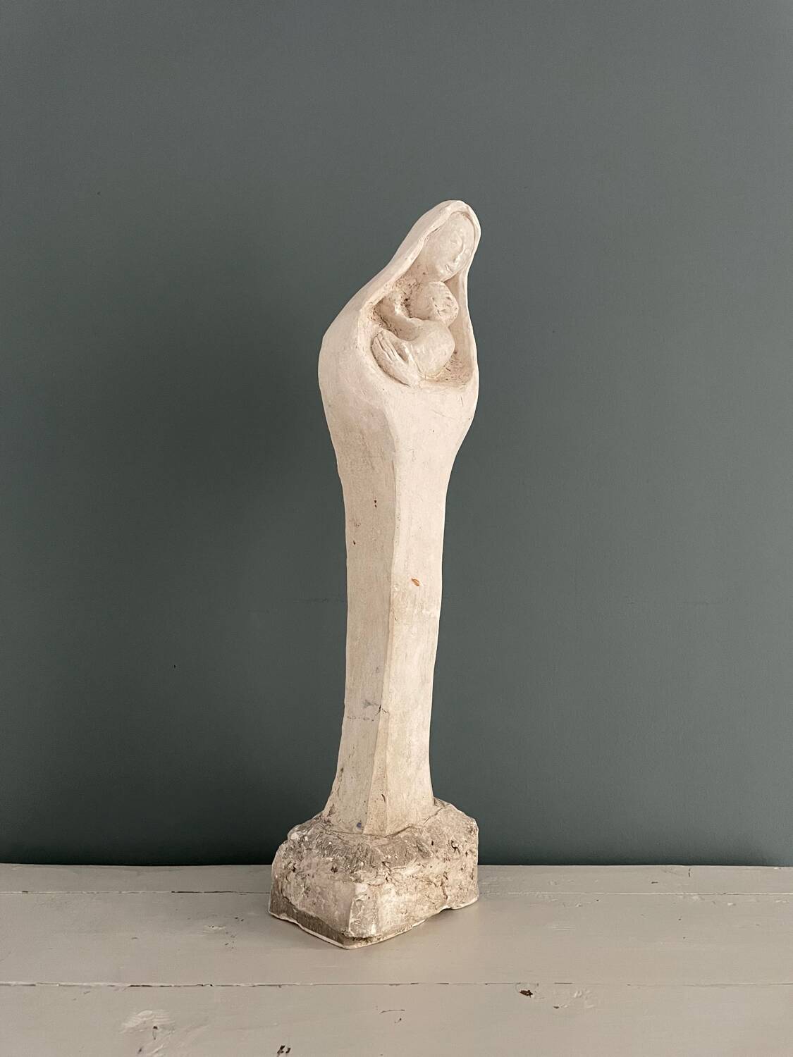 Virgin and child plaster sculpture