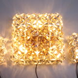 Large gold-plated & crystal glass flush mount light from kinkeldey, 1970s