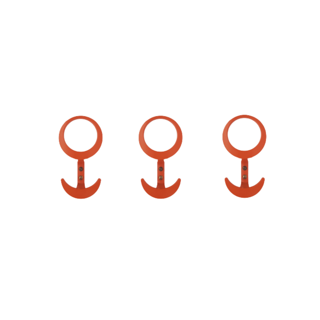 Set of Three Space Age Plastic Orange Wall Hooks by KM Austria, 1960s