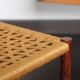 Tabouret scandinave teck et corde 1960