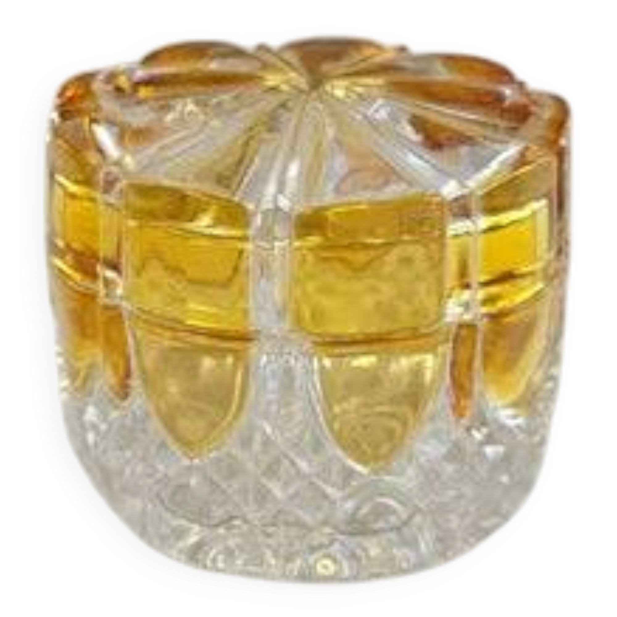 Amber and transparent crystal box Val Saint-Lambert Art Deco