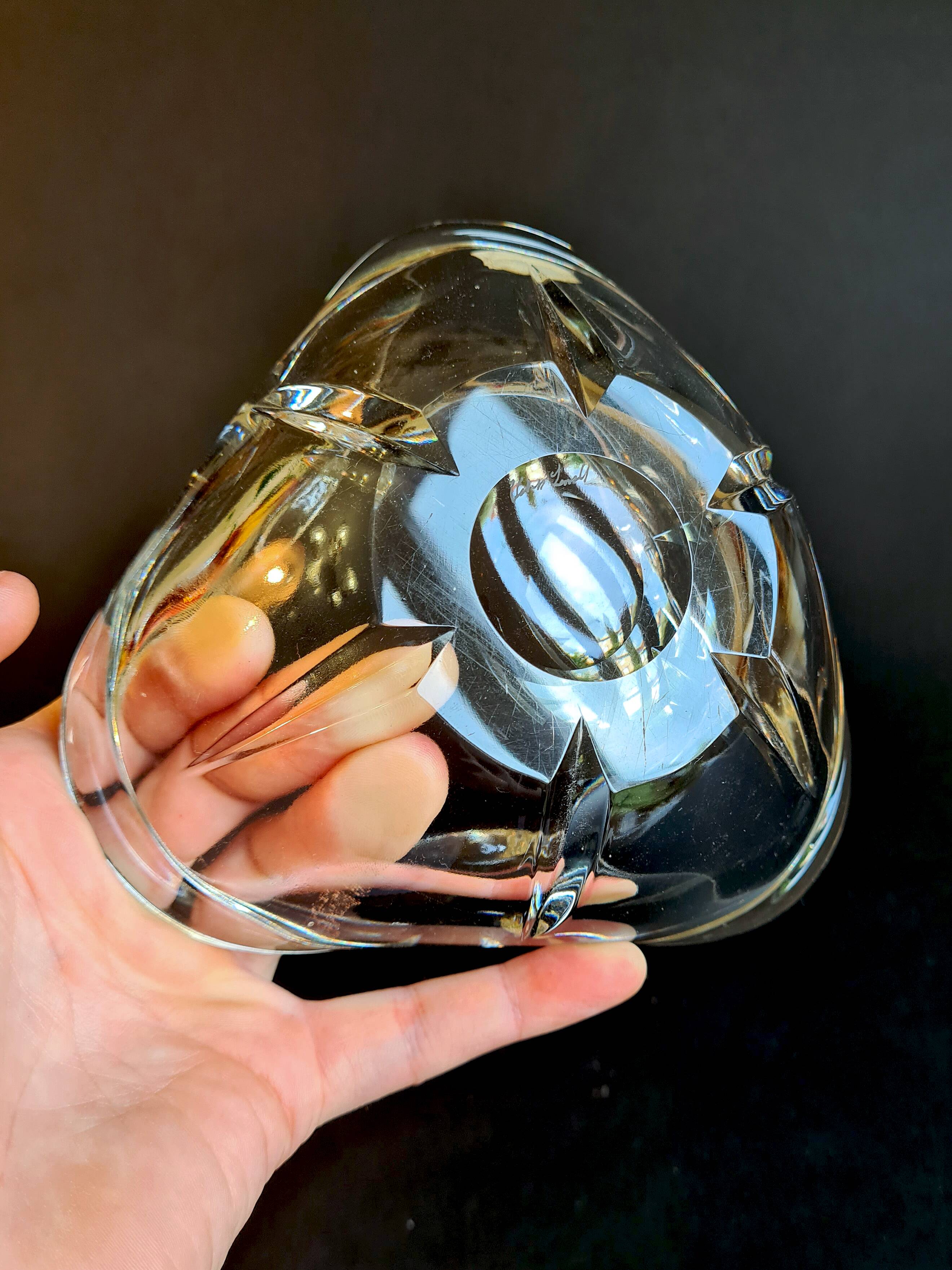 Val Saint Lambert Blown Crystal Ashtray / Pocket Tray (Vintage)