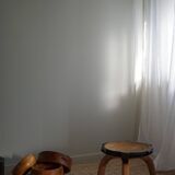 Wabi Sabi tripod stool / Solid wood side table, Scandinavia, 1950s