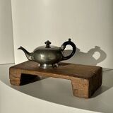Small teapot, pewter coffee pot flattened oval shape