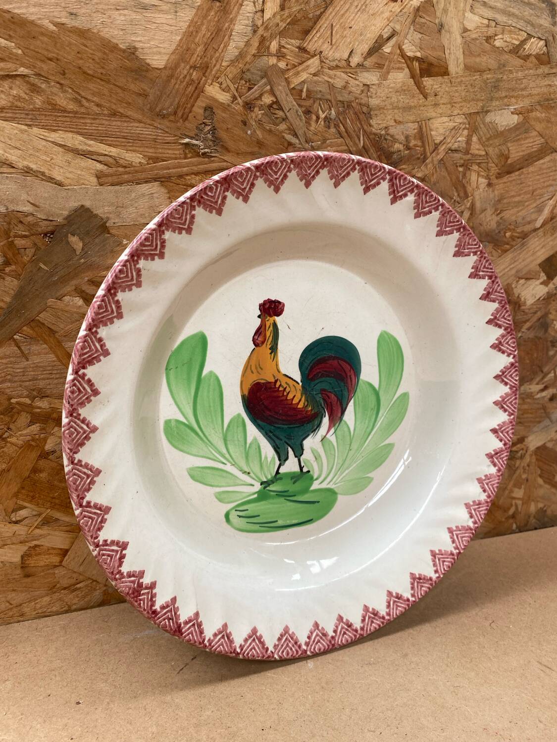 Old Choisy Leroi Ceramic Plate Rooster Decor