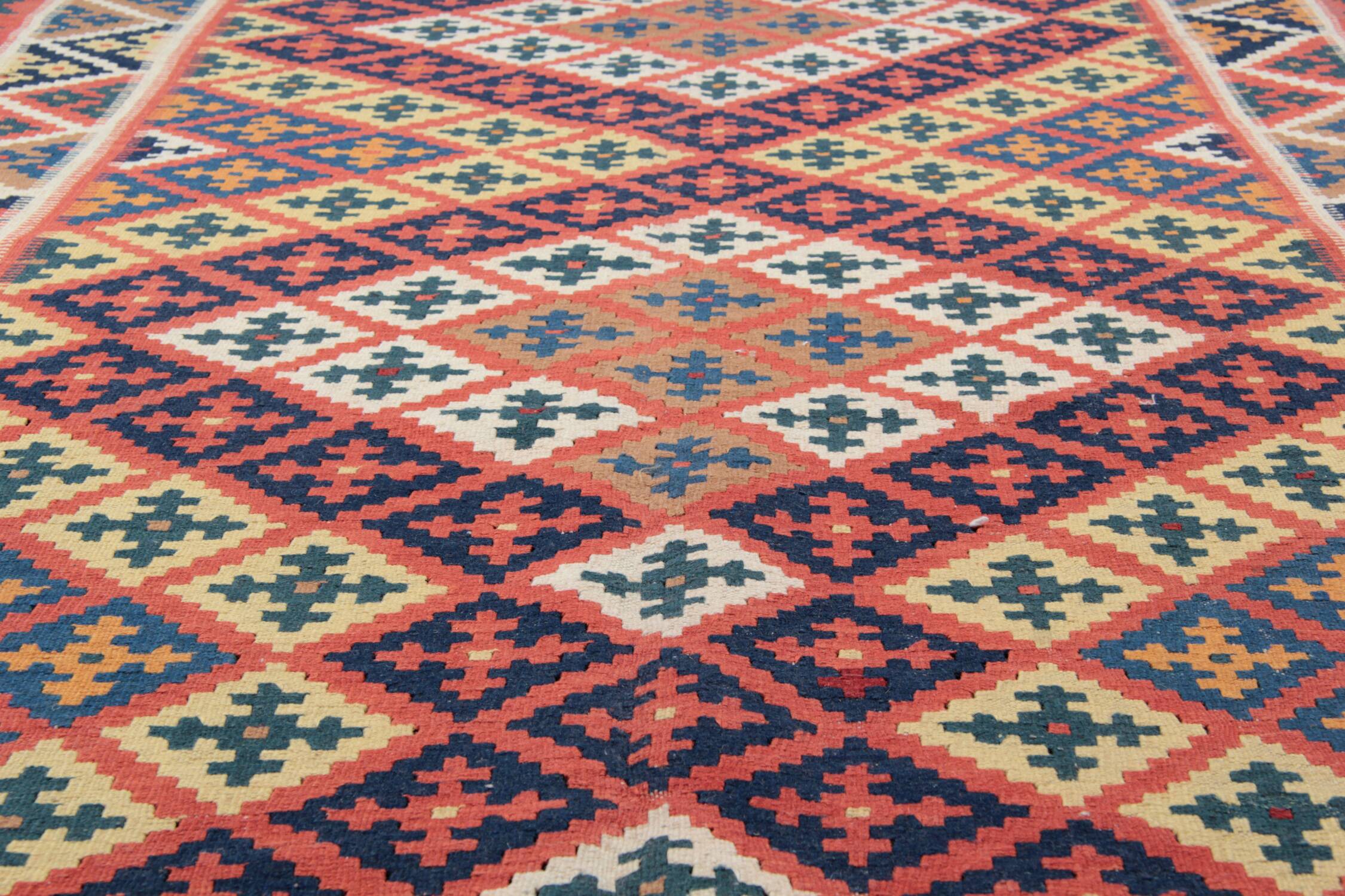Handmade Vintage Kilim Runner Rug, Geometric Tribal Design 300 × 147 cm