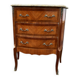 Transition style marquetry chest of drawers