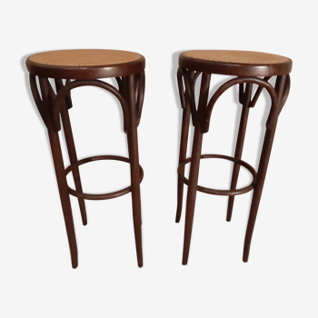 Pair of high bistro style stools