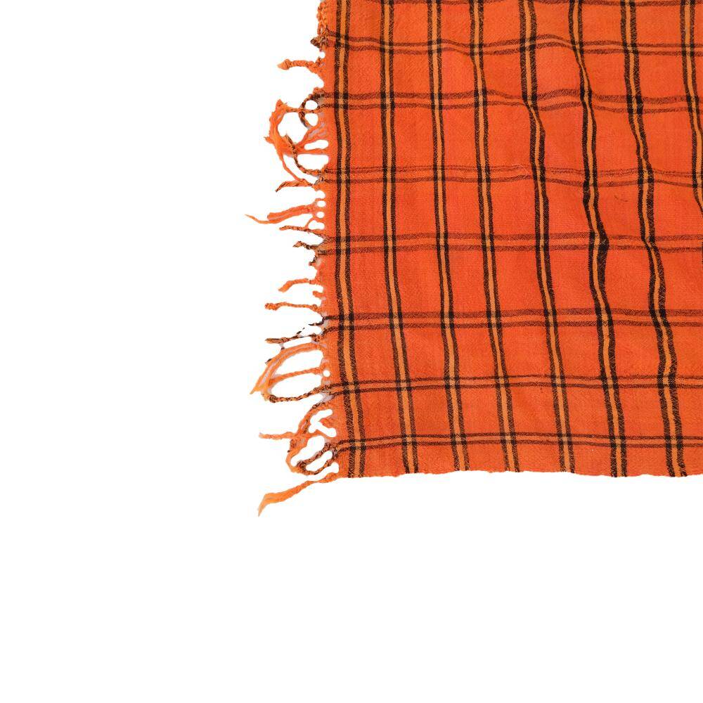 Berber orange checkered blanket - 163 x 333 cm