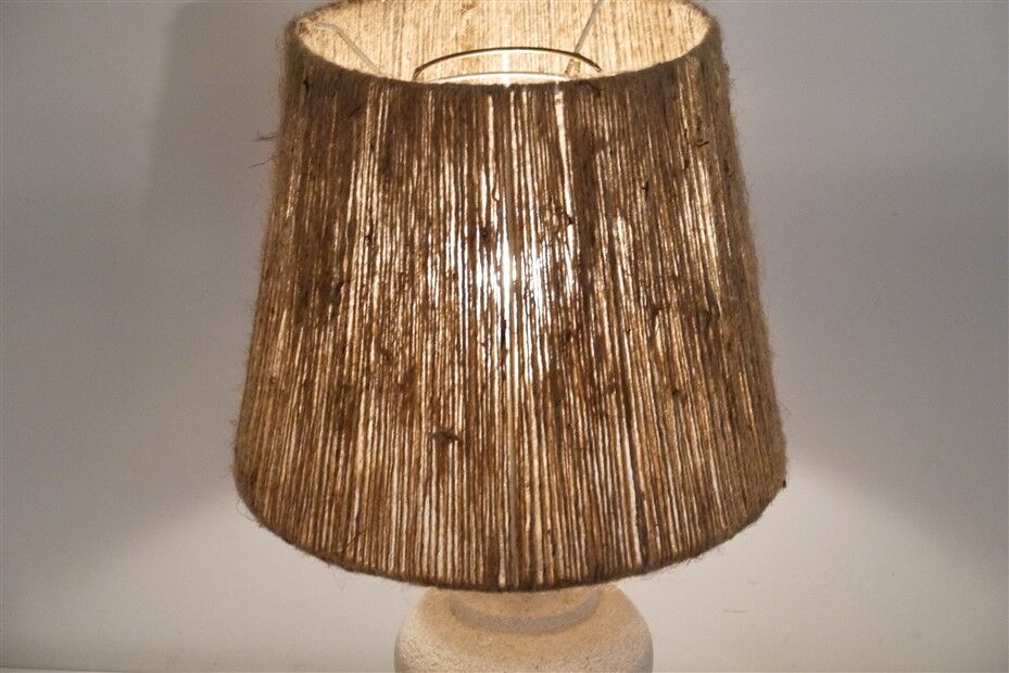 Vintage lamp in stone and rope 1970