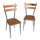 Pair of metal and imitation leather chairs 1950