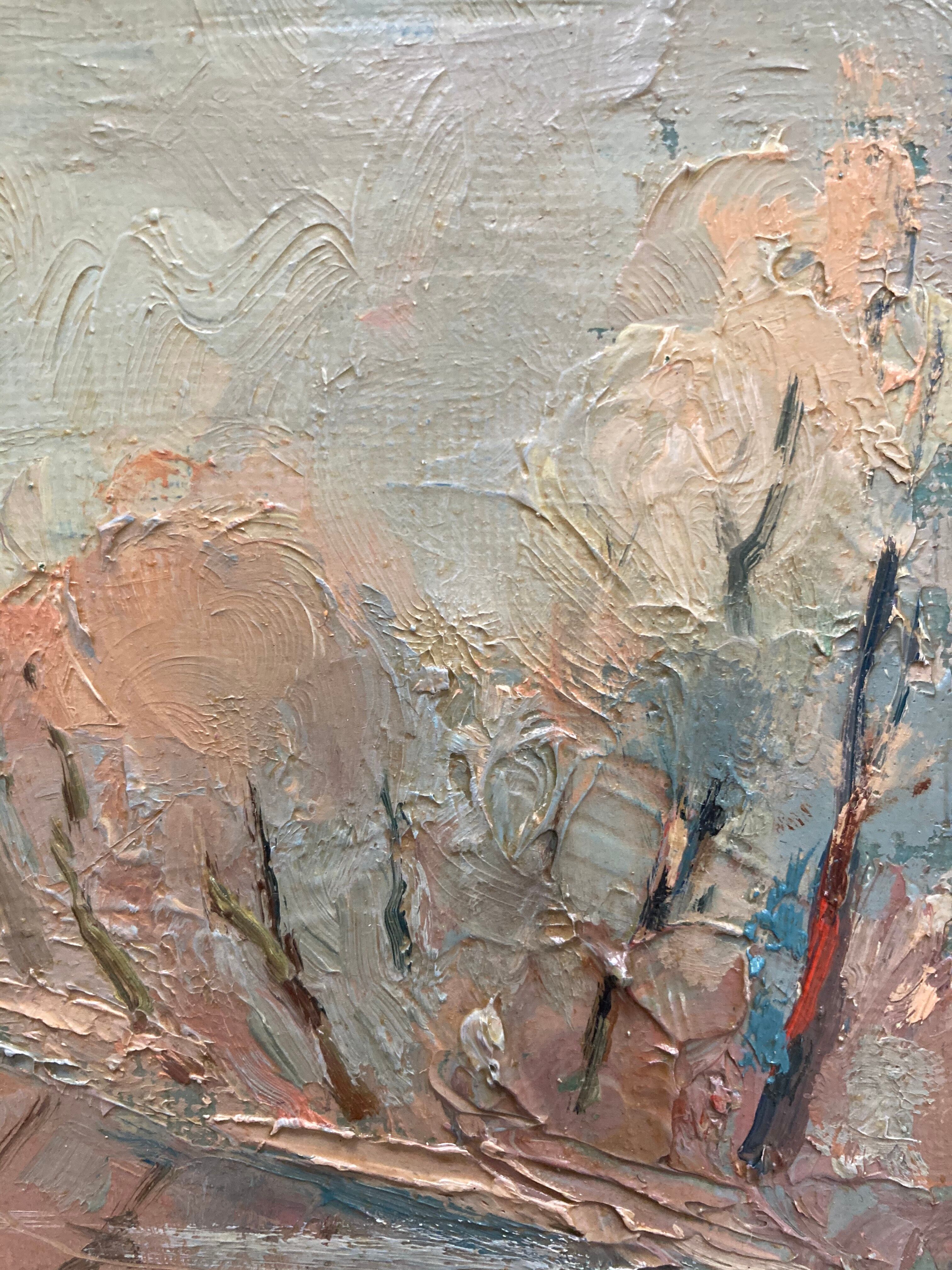 Oil on framed cardboard