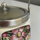 Bonbonnière art déco céramique décor floral – sucrier avec anse métal