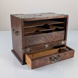 Victorian Oak Writing Cabinet with Automatic Tambour, 19th Century