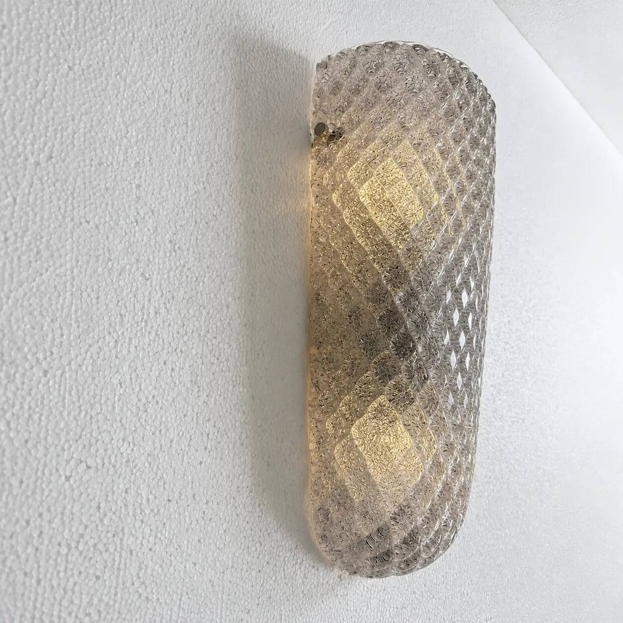 Elegant Mid-Century “Graniglia” Rhombus Murano Glass Wall Sconces, Set of 2