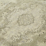 Handmade vintage oriental beige rug 183 cm x 292 cm