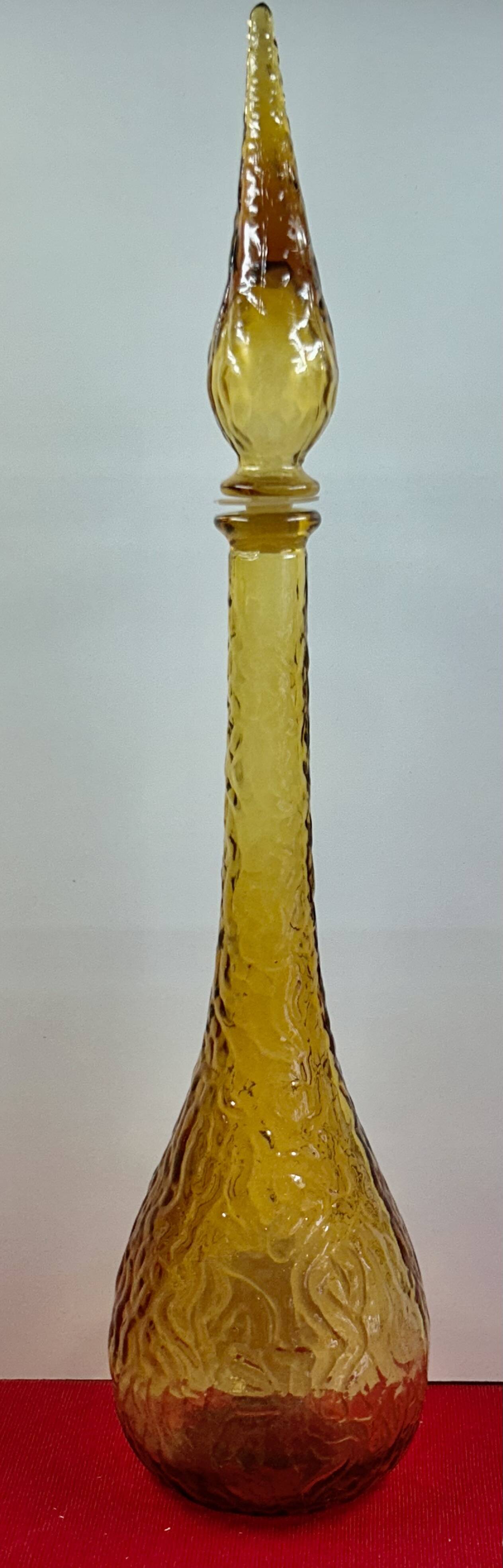 Large cathedral glass bottle circa 1970, probably Italy? 56 cm