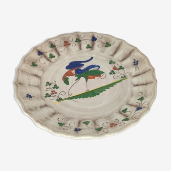 Assiette plate ancienne faïence desvres céramique signée henri chaumeil xxe