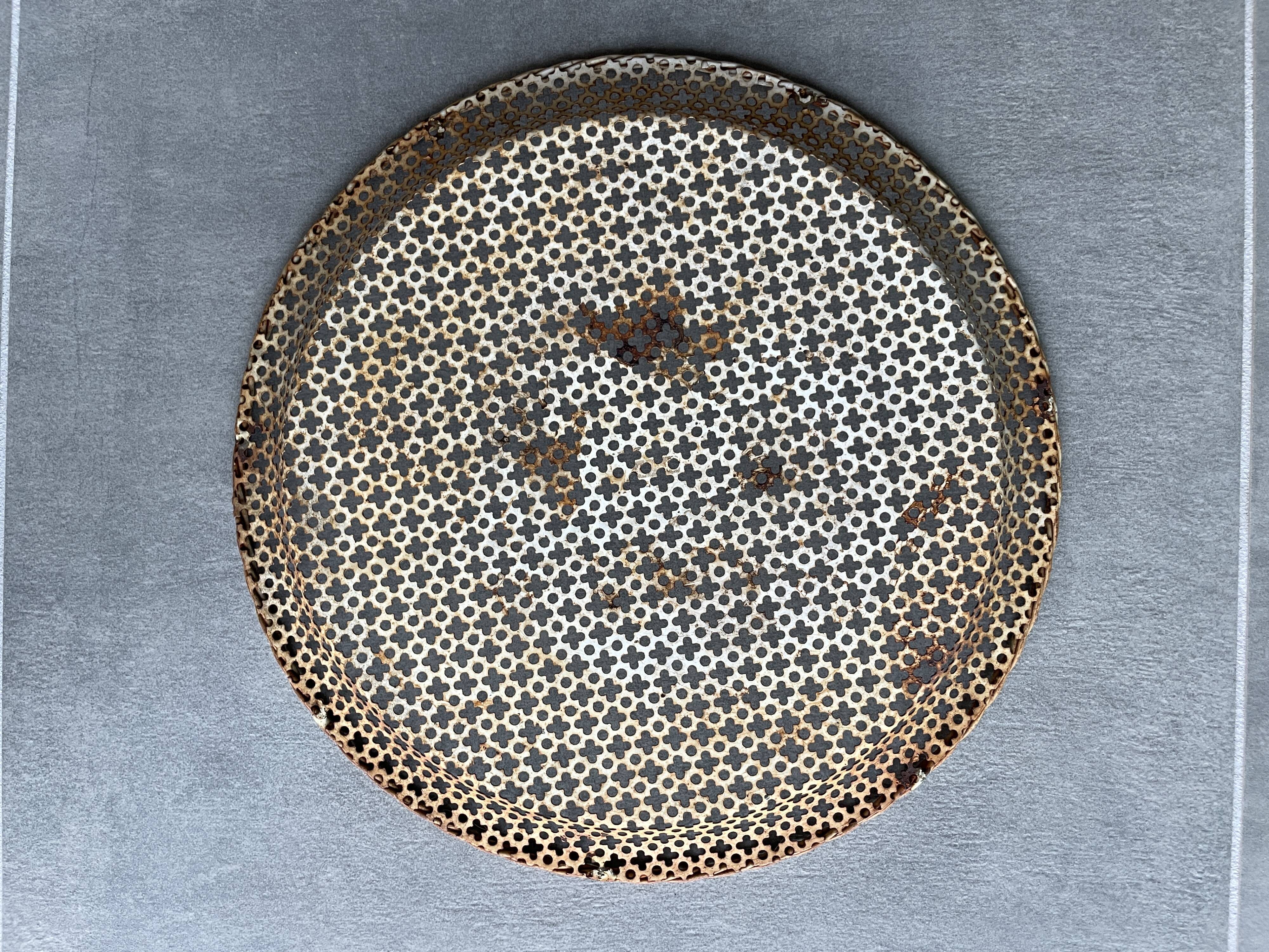 Round top 40cm rigidule perforated sheet metal vintage Mathieu Matégot design 1950s