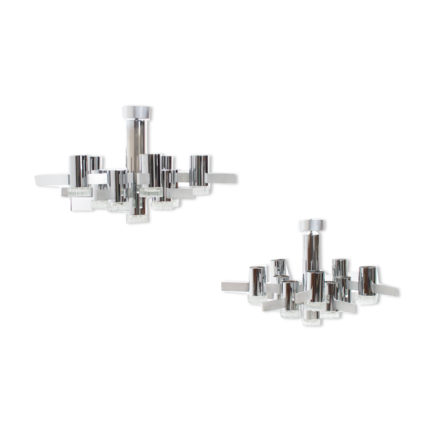 Pair of chandeliers from Sciolari 70 years chrome steel