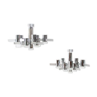 Pair of chandeliers from Sciolari 70 years chrome steel