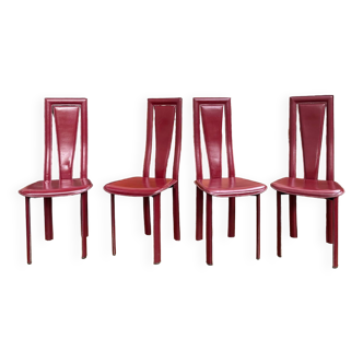 Set of 4 dad 1960's leather chairs