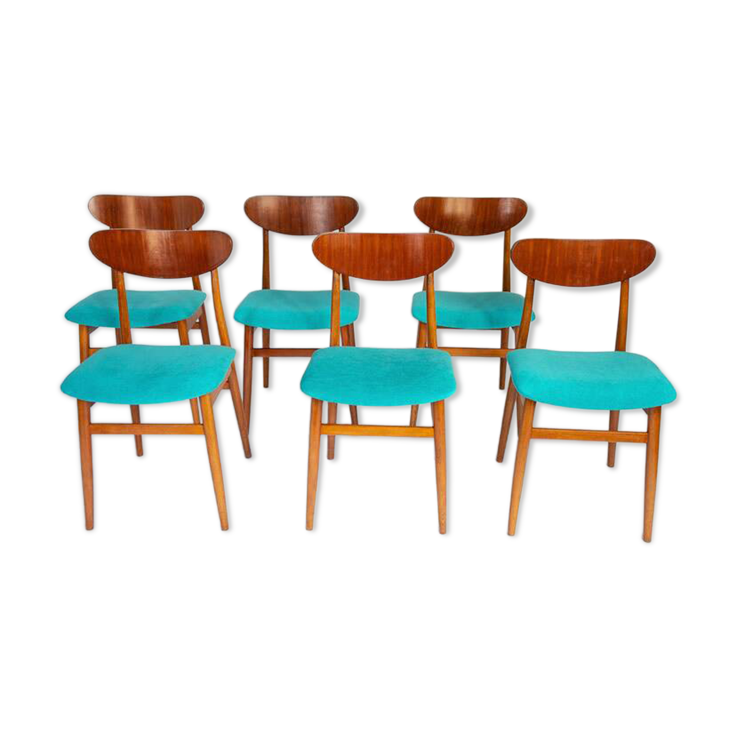 Blue wooden dining chairs, Italy 1950s
