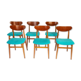 Blue wooden dining chairs, Italy 1950s