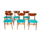 Blue wooden dining chairs, Italy 1950s