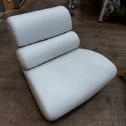 White leather swivel comma armchair by roche bobois - 80s