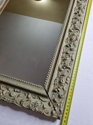 Miroir Ancien De style louis Xv En Stuc Et Bois Patiné 58x43 Cm