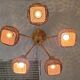 Ceiling chandelier 5 burners in rattan & metal 1950