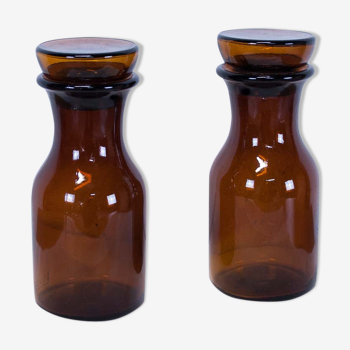 Set de 2 jars "apothecary" vintage amber glass Dash