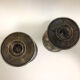 Pair of silver metal candle holders