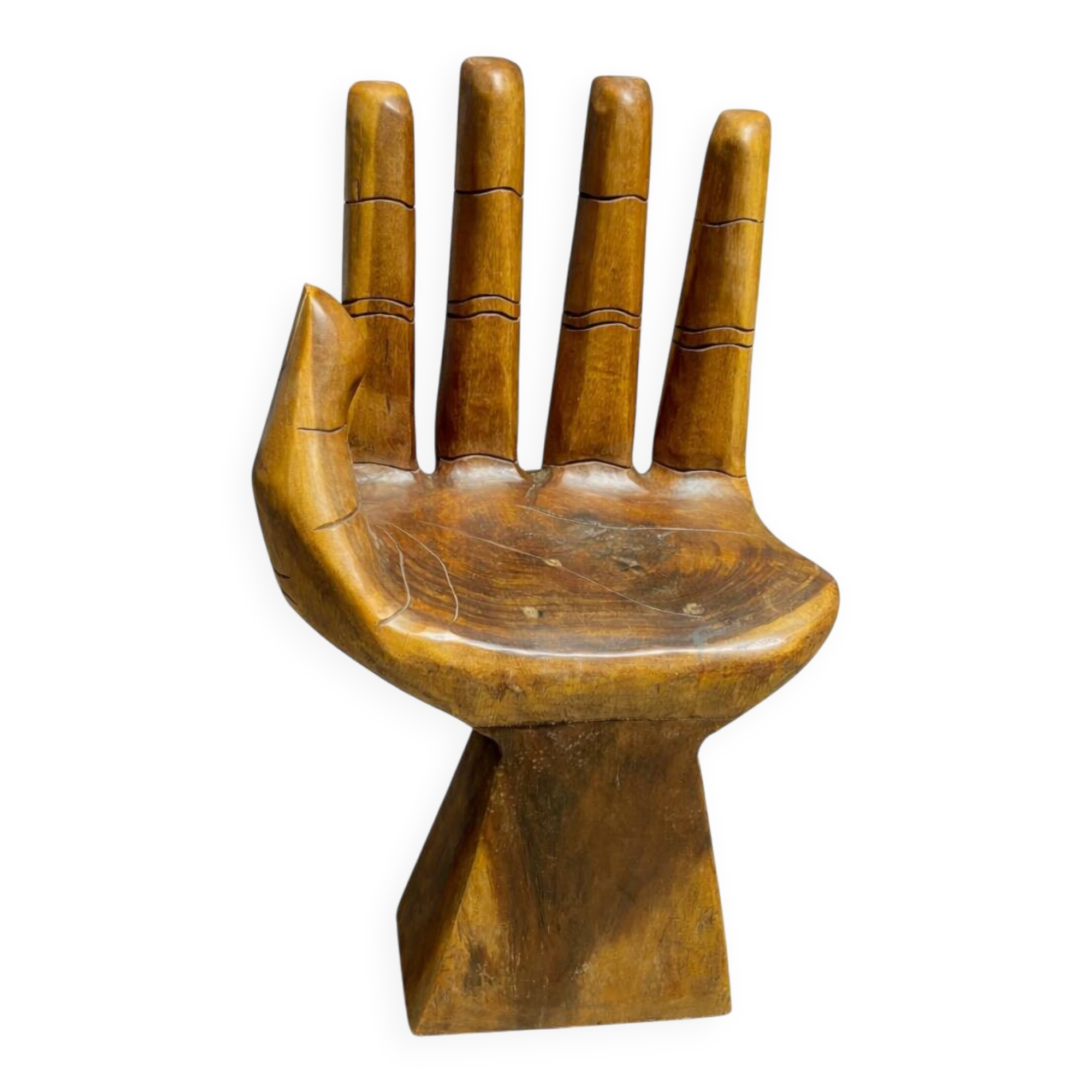 Sculptural armchair in solid wood – Hand shape