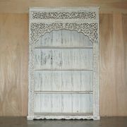 Large antique Anglo-Indian library in carved solid wood with original paint.