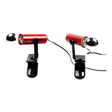 Pair of vintage red clamp spotlights from the 70s
