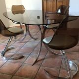 Euro Steel Furniture belgium table and 4 chairs set 1970