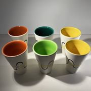 Andre baud for vallauris, ceramic jug and 6 glasses set, ca 1960