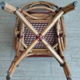 Vintage Parisian bistro armchair in rattan/bamboo and woven nylon.