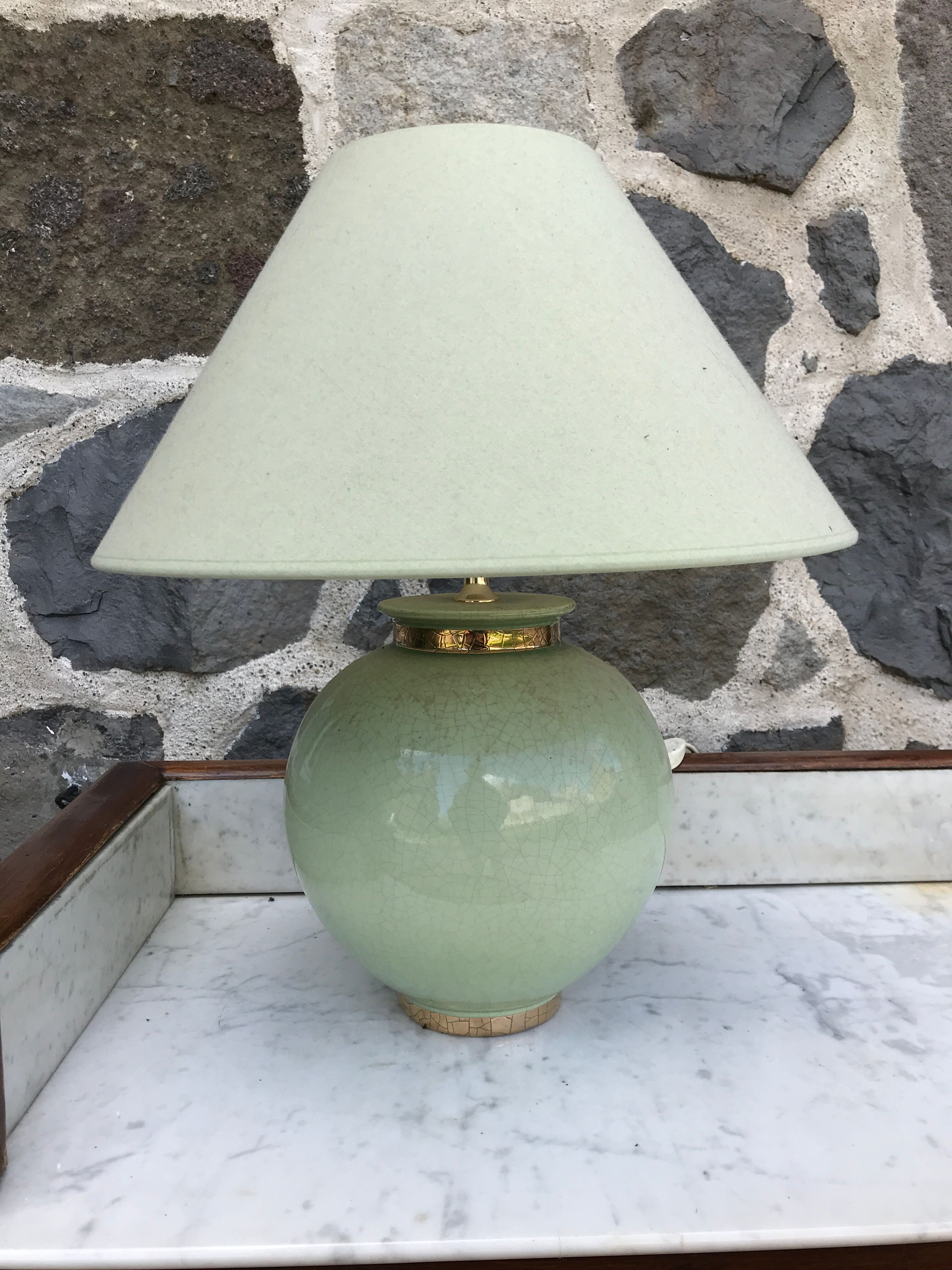 Green ceramic lamp